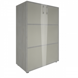 Шкаф книжный средний со стеклом без топа YALTA LT-ST 2.4 Снежная Патина