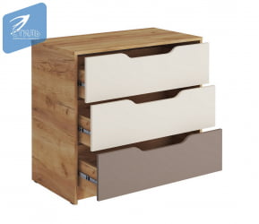 Комод RICH КМ-001 Миндаль/Глиняный серый/дуб крафт золотой