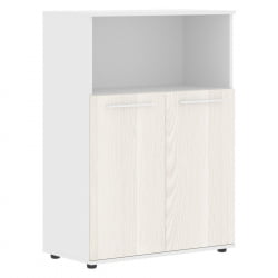 Шкаф с глухими малыми дверьми ЕДИС ЕМCС 85.3 Ясень Траун Белый Белый / EDIS EMCS