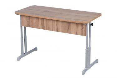 Парта двухместная эргономическая (рост 3-7) Белая ЛДСП/Серая кромка/Металл Серый