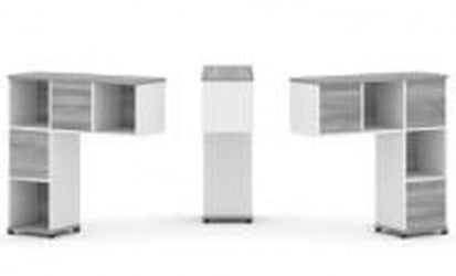 Надставка на стол низкая двухсторонняя + задняя стенка (5 шт.) CONCEPT CN.DNN-001 Дуб Винченцо Белый бриллиант Черный металл