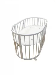 Кроватка для новорожденных Merry Happy Mini матовая Белая (3 в 1)