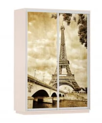 Шкаф-купе с фотопечатью Экспресс Дуо 1600х2200х Париж/Дуб молочный / 1600х2200h