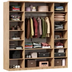 Шкаф четырехстворчатый с 2 зеркалами и декоративными накладками Фиджи 009 Дуб Золотой Антрацит