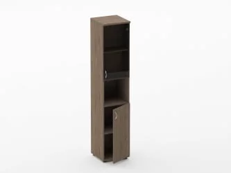 Шкаф высокий со стеклом и нишей Твин 16.16.16Пр Дуб Верцаска / Twin