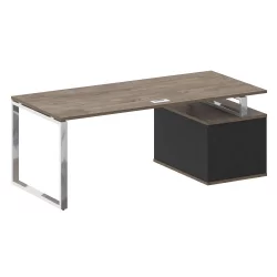 Стол руководителя с опорной тумбой , левый SHIFT SK.SRT-200 (L) Тиквуд Темный/Антрацит