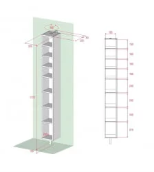 Поворотный квадратный шкаф с зеркалами в полный рост Спика Шелф Белый