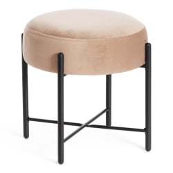 Банкетка AMBER металл, ткань, 41*41*40 см, бежевый/черный