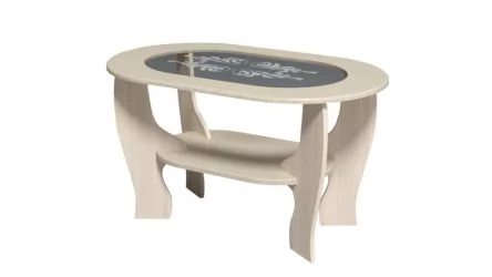 Овальный стол из стекла №2 с овальным стеклом Дуб беленый