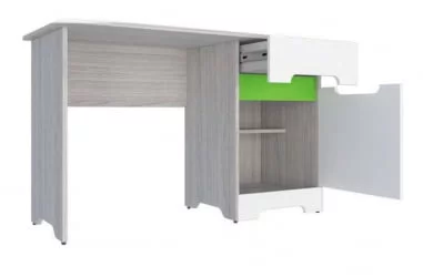 Стол Палермо-3 Юниор Белый глянец Ясень шимо светлый Зеленый