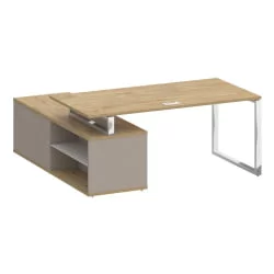 Стол руководителя с опорной греденцией, правый SHIFT SK.SRG-180 (R) Тиквуд Светлый/Капучино