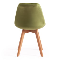 Стул TULIP SOFT (mod. 74) вельвет/дерево , 54 х 47 х 83 см , зеленый (HLR 54)/натуральный