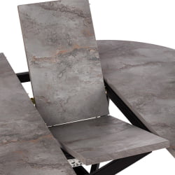 Стол MANZANA ЛДСП/HPL/металл, 100 х 100+30 х 75 см, Кварцит светлый/черный