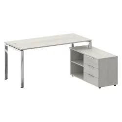 Стол рабочий руководителя с опорной тумбой METAL SYSTEM DIRECT БГ.СРТ-4.7 Пр Дуб Наварра