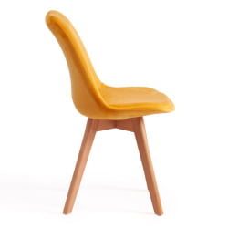 Стул TULIP SOFT (mod. 74) / 1 шт. в упаковке вельвет/дерево , 54 х 47 х 83 см , желтый (HLR 41)/натуральный