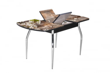 Стол раздвижной 1,45 Грация, СТЕКЛО, опоры изогнутые ХРОМ, Венге/128947691