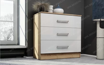 Комод в спальню Дуб вотан/Белый глянец