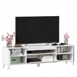 Тумба под ТВ Бруклин 1600 с опорами Белый глянец