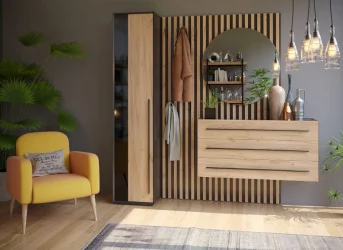 Тумба с зеркалом левая Неаполь ЛД 134.100.000 Черный Дуб Золотой