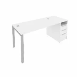 Рабочая станция с опорной тумбой Metal System Б.РС-СТП -1.3 Белый/Серый