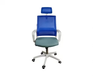 Кресло офисное Бит белый пластик Синий