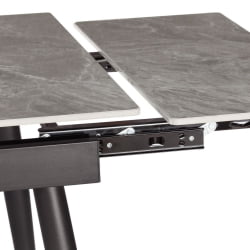 Раздвижной стол Lord Grey/Лорд Грей столешница керамика (глянцевая) / опоры металл, серый/черный, (120+30+30)x80x75 см