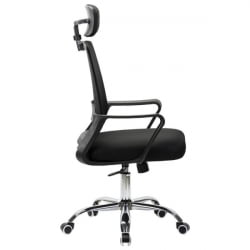 Кресло CРОМЕКС (КРОМЕКС) Дебут CХ-697 ХРОМ сетка/ткань ТВ черное / CROMEX Debut CH-697 TW