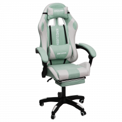 Геймерское кресло 1208, замша, цвет сине-белый с массажем, арт 1208-Blue-White