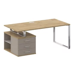 Стол руководителя с опорной тумбой , левый SHIFT SK.SRT-180 (L) Тиквуд Светлый/Капучино