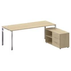 Стол рабочий руководителя с опорной тумбой левый METAL SYSTEM DIRECT БГ.СРТ-6.8 Пр Акация Лорка