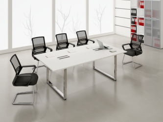 Стол системы БЭНЧ, переговорный, начальный GLOSS LINE НСПН-П.926 Белый Премиум