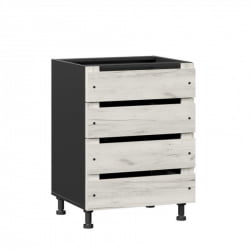 Тумба кухонная 600 с 3 ящиками ЛЮКС (4) Винченца ЛД 234.910.000.064 Тип 2 Черный Дуб Крафт белый