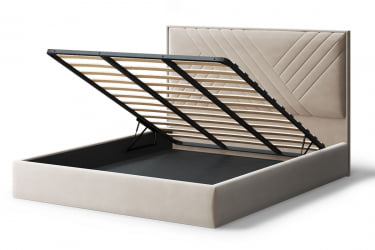 Кровать МИРА 2000*1800мм (без опор), велюр Бренди лайт 03 (бежевый), (б/основания, б/матраса)