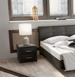 Тумба прикроватная с мягкой обивкой Элис тип 1 Темная