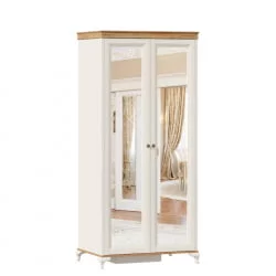 Шкаф двухстворчатый с зеркалами Вилладжио Алебастр/Дуб золотой