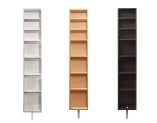 Распашной шкаф в гостиную в белом глянцевом стекле Зум Шелф Молочный дуб