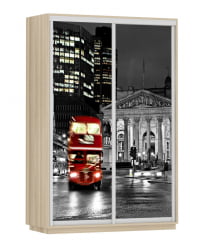 Шкаф-купе двухдверный Экспресс Дуо 1400х2200х Лондон/Ясень шимо светлый / 1400х2200h