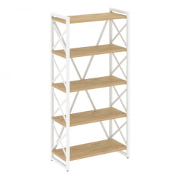 Стеллаж на регулируемых опорах - 5 полок LOFT VR.L-MST.O-5.8 Металл белый Тиквуд светлый