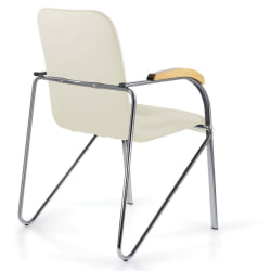 Кресло для приемных BRABIX Samba CF-105 BOX-2 хром каркас накладки бук, кожзам Бежевый