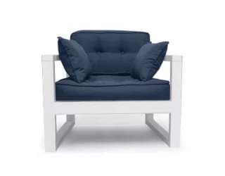 Белый диван одноместный DEmoku Д-1 небесно-голубой_белый