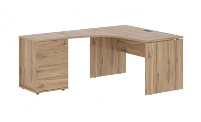 Стол эргономичный с тумбой левый EDIS EDCET 1518 L Дуб Денвер светлый Мокко