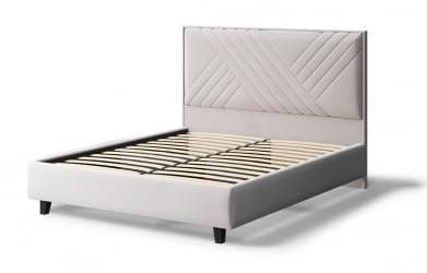 Кровать МИРА 2000*1200мм (на опорах), велюр НЕО 02 (бежевый), (б/основания, б/матраса) / NEO