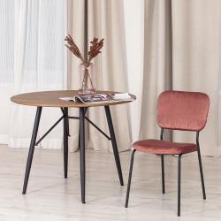 Стул CAROL (mod. UC06) металл, вельвет, 45 х 56 х 82 см, Coral (коралловый) HLR44 / черный