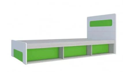 Кровать 0,9 с подъемным механизмом Палермо Юниор 01 Белый глянец Ясень шимо светлый Зеленый