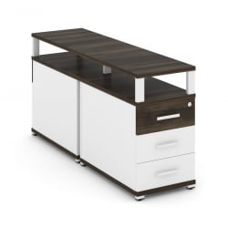 Тумба двухсторонняя опорная приставная с 3-мя ящиками и надставкой CONCEPT CN.DTGP-001 B/W Дуб Мали Белый бриллиант Белый