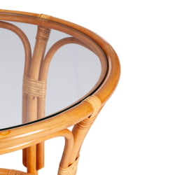 Террасовый комплект ПЕЛАНГИ (стол со стеклом + 2 кресла) / с подушками / ротанг, кресло 65х65х77см, стол диаметр 64х61см, Хоней (мед) / PELANGI Honey