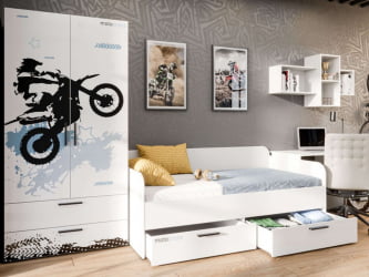 Шкаф комбинированный Мотокросс ЛД 535.040.000 Серый шелк с фотопечатью