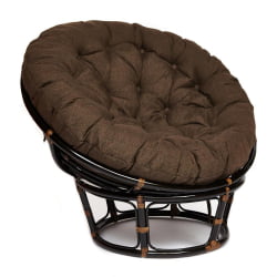 Кресло PAPASAN 23/01 W /с подушкой/ диаметр подушки 125 см, 115х101х104 см, Antique brown (античный черно-коричневый), ткань Коричневый