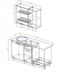 Гарнитур кухонный 1600 Антрацит 1600