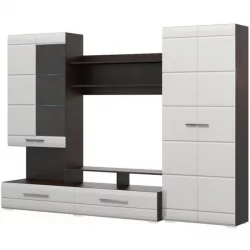 Гостиная Верона Дуб венге Белый глянец